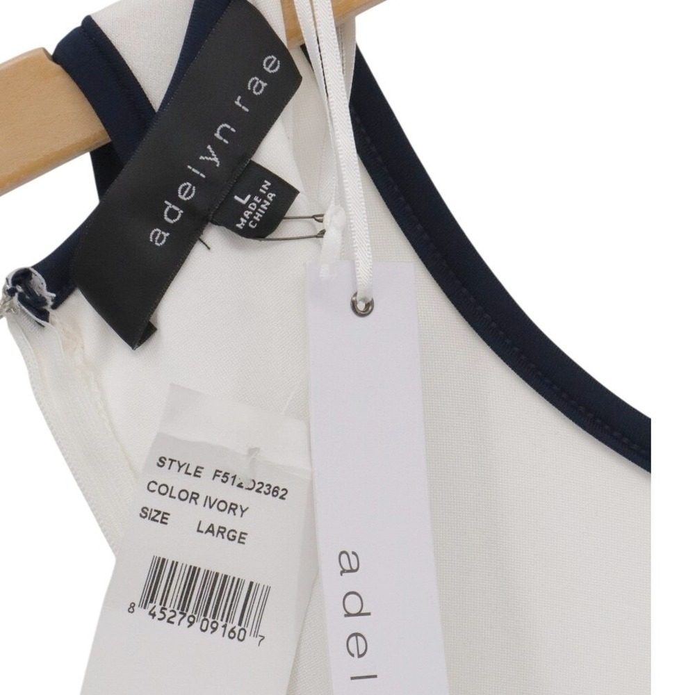 Adelyn Rae Fringe Sheath Mini Dress Sleeveless Ivory Striped L NWT - Picture 8 of 10